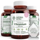 Natural Nutra GTF Chromium Polynicotinate with ChromeMate, Supports Body Metabolism, Body Health, Cardiovascular Health 200 mcg, 60 Vegan Tablets