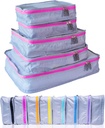 MUMI Auto Cubes - Seyahat için 5Piece Kombinasyon Ürünleri, Suitcases için Bagaj Organizeleri, Locks ve Duffel Çanta - Space-Saving Travel Essentials - Pink