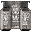 Viking Devrimi Ayıd Wash & Conditioner Set w/Argan & Jojoba Oils – Softens, Smooths & Supports Beard growth - Natural Peppermint and Eucalyptus Scent - Shampoo (17 oz)