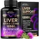 Liver Cleanse Detox & Tamir - Süt Butle | Dandelion | Artichoke | TUDCA | Glutathione & NAC - Etkili Canlı Sağlık Tamamı | 80 Silymarin - Laboratuvar Test Edildi, Vegan - ABD 60 Capsules