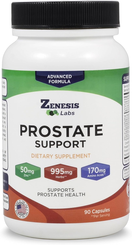 Zenesis Labs Prostate Health with Saw Palmetto - 90 Capsules - Ayrıca çinko, Bakır, Kabak Tohum, Burdock Kök, Amino Asits, & Diğer Türler - 45 Gün Supply