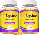 L Lysine Gummies 1000 mg with çinko - Supports Skin, Lip, Vegan, Gluten Free, 60 Chewable L-Lysine for Yetişkinler, Vitaminler Tissue Health & Immune System, Bolt Acid & Kompleksi, Non-GMO(2Pack)
