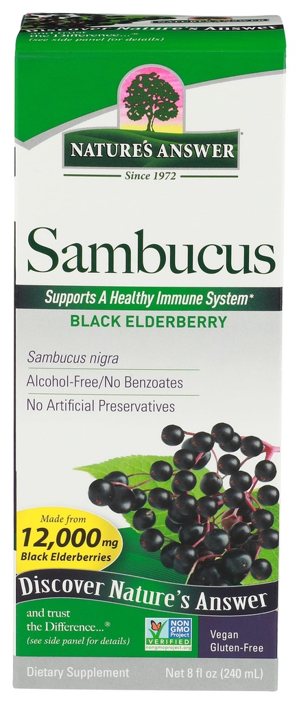 Nature's Answer Sambucus Dietary Supplement, Original For Daily Immune and Antioxidant Support | Alcohol-Free, Gluten-Free & Vegan 8oz