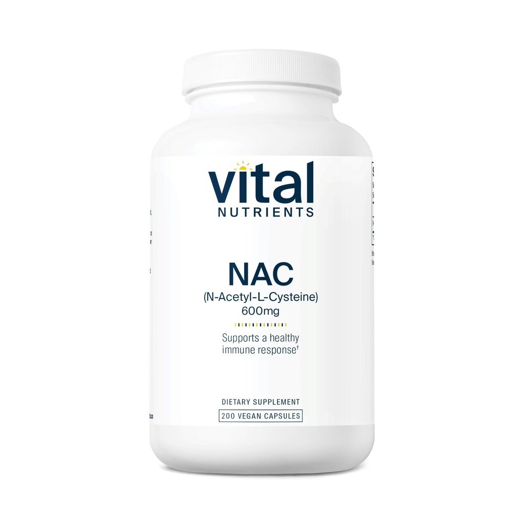 Vital Nutrients NAC 600mg - N-Acetyl Cysteine - Vegan NAC Supplement - Antioxidant for Sinus, Liver, Immune, and Respiratory Health* - Gluten, Dairy, Soy Free - 200 Capsules