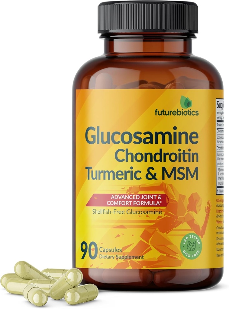 Futurebiyotiks Glucosamine Chondroitin Turmeric & MSM Gelişmiş Ortak Formula, Sağlıklı Ortaklar ve Hareketliliği Destekler - Non-GMO, 90 Capsules
