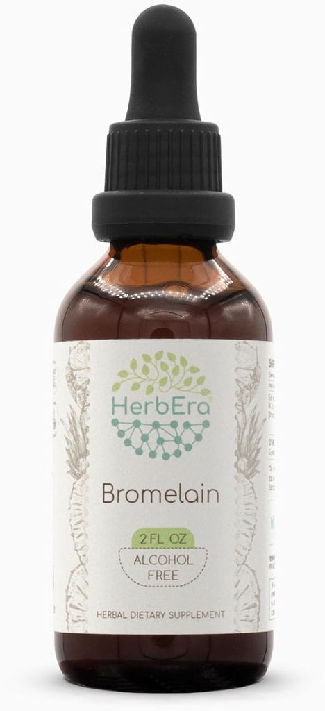 Bromelain B60 Alkol-Free Herbal Extract Tincture, Super-Concented Wildcrafted Bromelain, Pineapple (Ananas comosus) (2 fl oz)