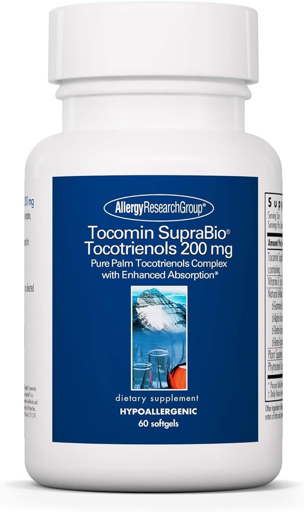 Ομάδα Έρευνας Αλλεργίας Tocomin SupraBio Tocotrienols 200 mg Συμπλήρωμα - Vitamin E, Palm Tocotrienol Complex, Delta Tocotrienols, Softgels - 60 Count
