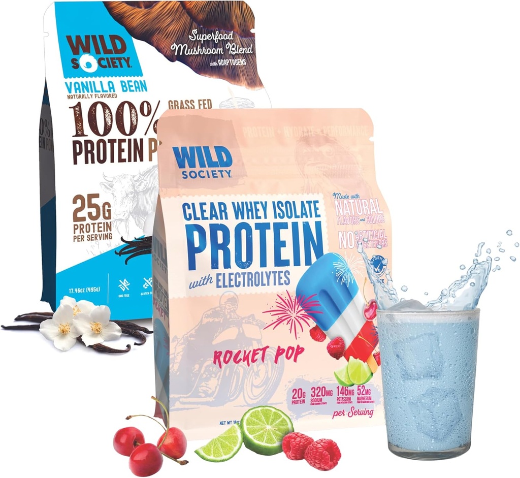WILD SOCIETY Clear Isolate + Whey concent Super Combo - Ροκέτα Pop Clear Ορός γάλακτος + συμπυκνωμένο τυρί βανίλιας