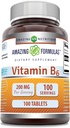 Amazing Formulas Vitamin B6 Pyridoksie 200 mg 100 Tablet Tamam | Non-GMO | Gluten Free | Made in USA