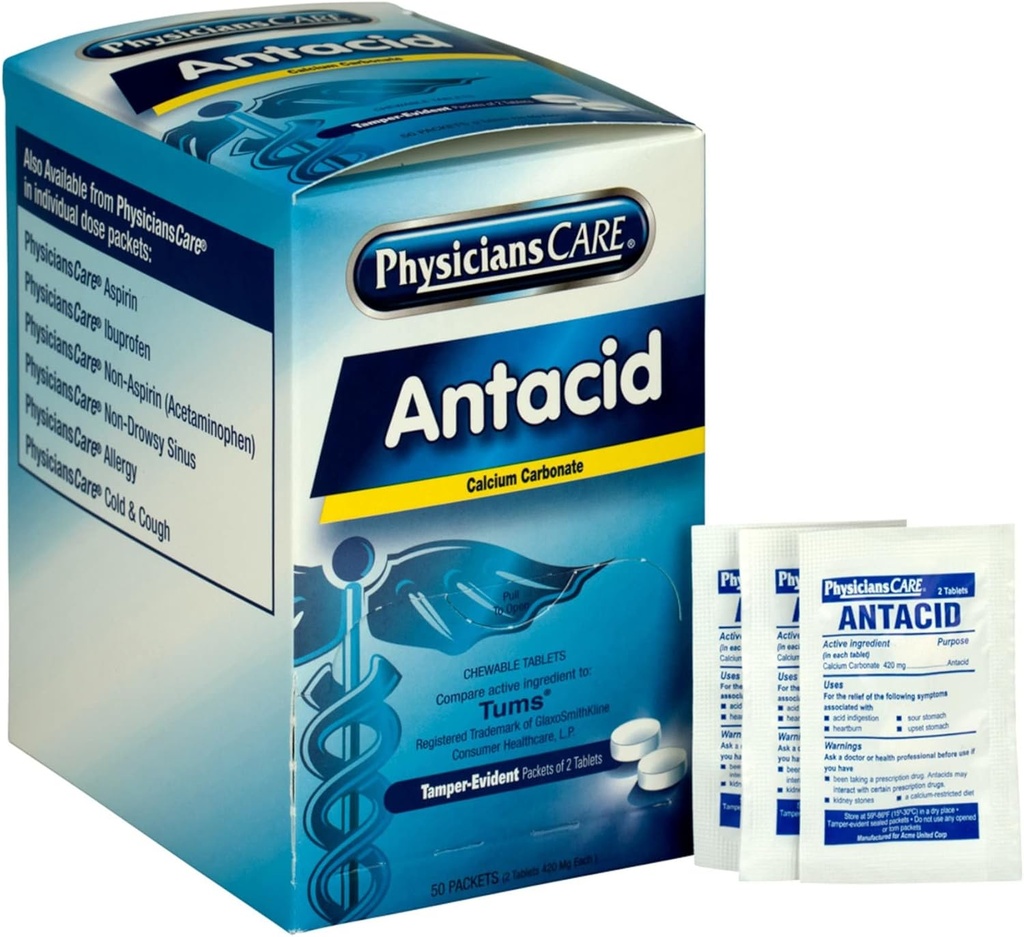 DoktorlarCare Antacid Heartburn İlaçları (Tums'a kıyasla), 50 İki Tablet, 420 mg