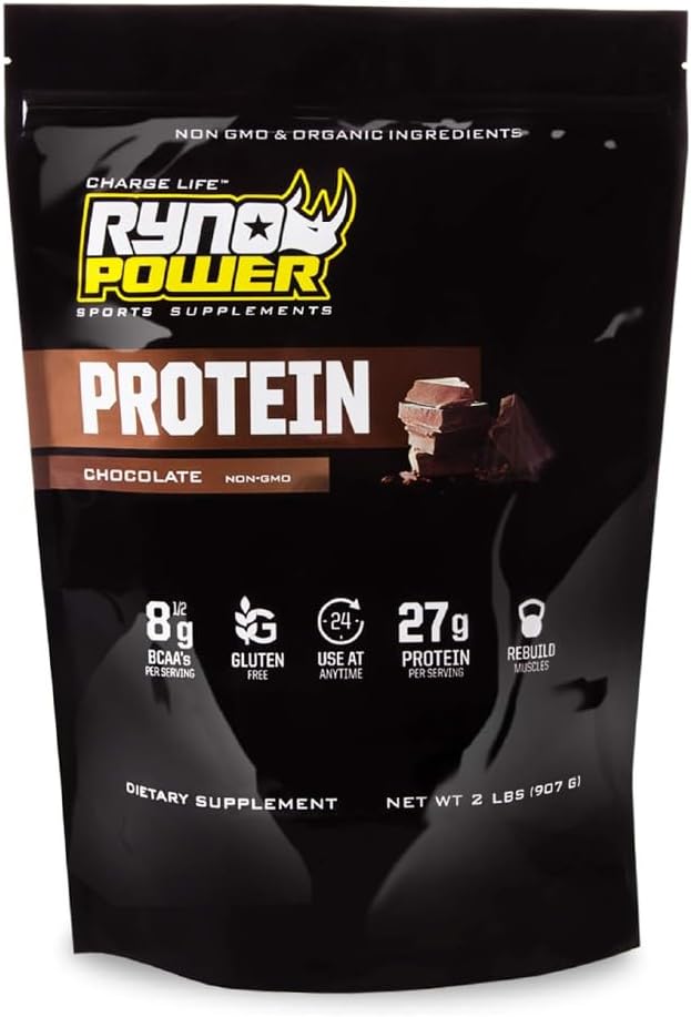 Ryno Power All Natural Whey protein 2lb (20 hizmet) 'Chocolate' -% 100 Whey proteini ve No Fillers - Non GMO Protein