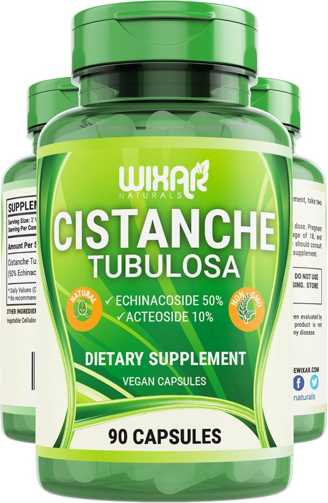Cistanche Tubulosa Capsules -% 50 Echinacoside & 10% Acteoside, Vegetarian Energy Supplements for Men & Women, Memory Support Supplement, Performance Vitamin Supplements, 90 CT