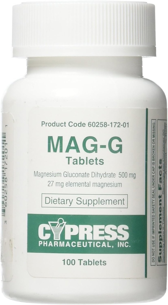 Mag-G Tabletleri Magnezyum Gluconate Diyetary Supplement 100 Tablet Şişe