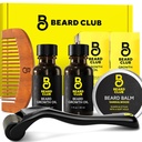 The Beard Club Enhanced Beard Growth Kit - Derma Roller, Beard Growth Oil (2PK), Sandalwood Beard Balm, Comb - σετ δώρων