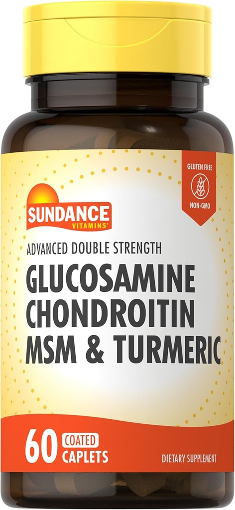 Sundance Glucosamine Chondroitin MSM ve Turmeric | 60 Caplets | Double Strength | Non-GMO ve Gluten Free Supplement Supplement Supplement