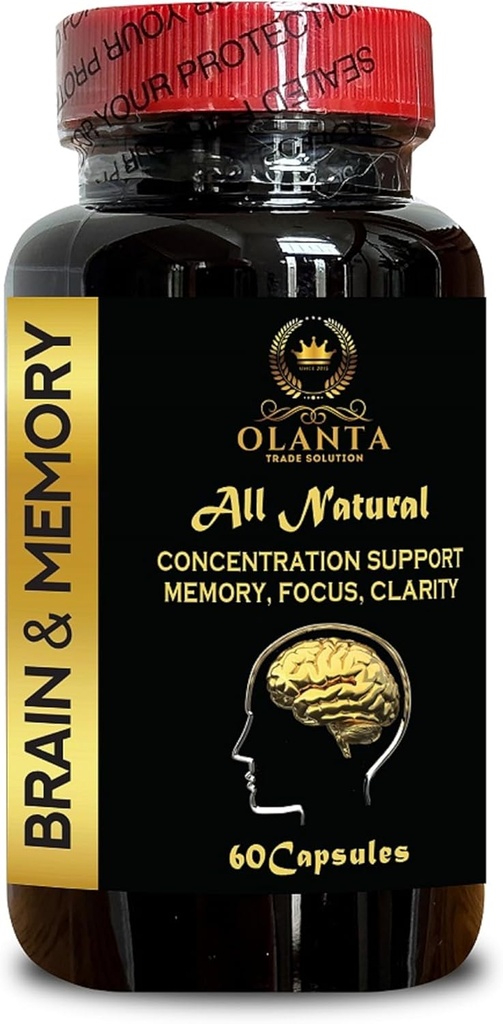 Beyin Memory Supplement - Beyin için Focus Supplement, Destek Beyin Fonksiyonlar ve Memory, Brain Health Support Pills - 1 Şişe 60 Capsules
