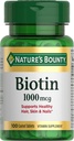 Doğanın Bounty Biotin, Enerji ve Sağlıklı Saç, Cilt ve Çiçeği, 1000 mcg, 100 Tablet,