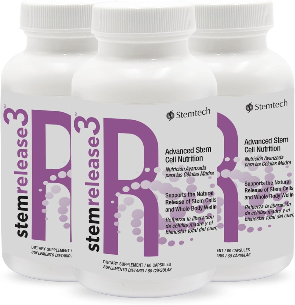 Triple The Vitality: stemrelease3™ 3-Pack - Cutting-Edge Stem Cell Supplements Nutrition for Enhanced Telomere Health and Youthful Renewal – Unleash Your Body's Potential