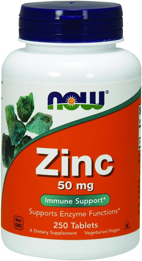 NOW Γλουκονικός ψευδάργυρος, 50 mg, 250 δισκία