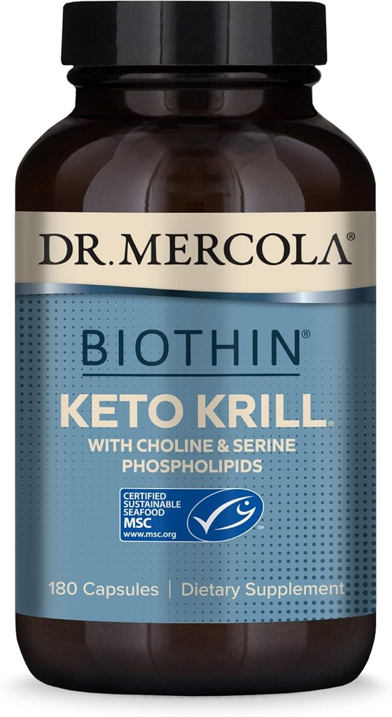 Dr. Mercola, Keto Krill Oil Supplement, 90 Hizmet (180 Capsules) Omega 3 Fatty Asits, MSC sertifikalı, GMO, Soy-Free, Gluten Free