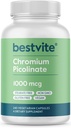 BESTVITE Chromium Picolinate 1000 Live (240 Vejetaryen Capsules) - No Stearates - No Dicalcium Phosphate - Vegan - Gluten Free - Non-GMOMOMO