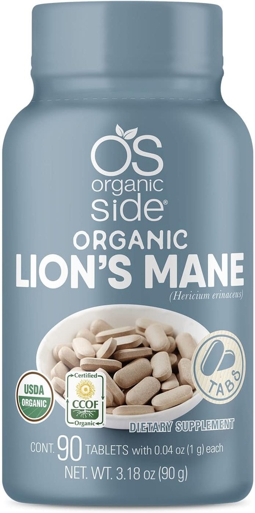 | Lions Manes Mane Tabletleri | 100% Pure Organic | USDA sertifikalı | Non-GMO, Plant-Based Memory & Focus Support | 1,120 Mg Per | 90 Tabletler |