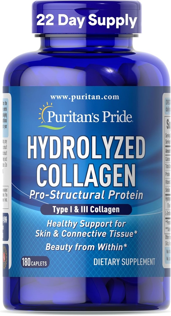 Puritan's Pride Hydrolyzed Collagen 1000 mg - 180 caplets Συμπλήρωμα πρωτεΐνης