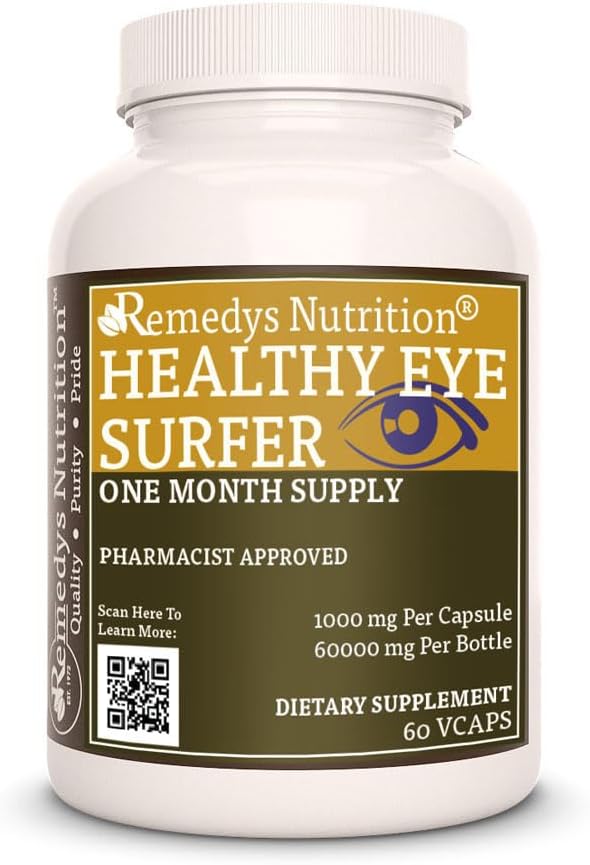 Remedy'nin Beslenme Sağlıklı Göz Surfer | 1.000 mg, 60 Vegan Capsules Herbal Diyetsel Supplement | İki Ay Supply