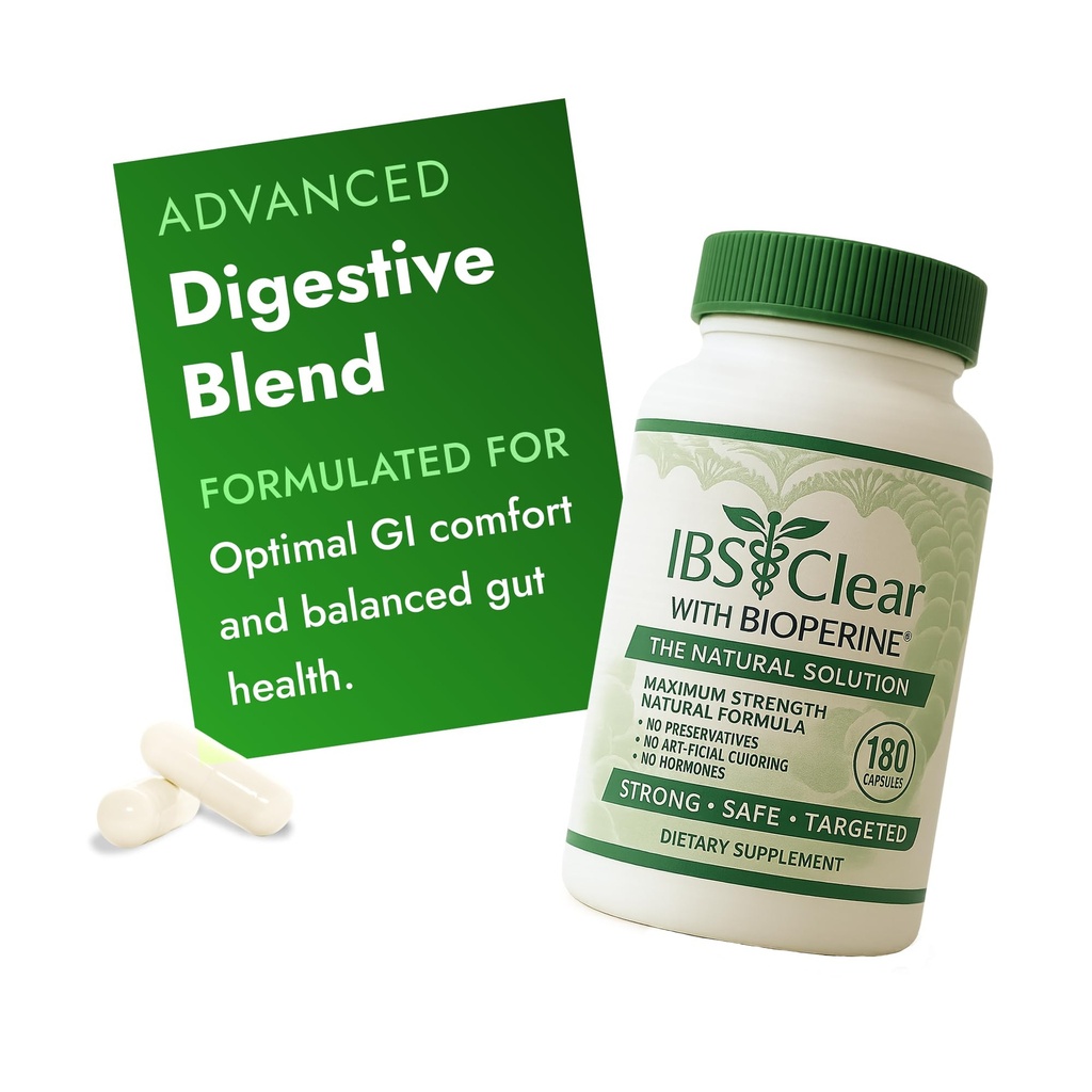 IBS Support - Vitamin D, Psyllium Husk, Fennel - 180 Capsules - 3 Month Supply
