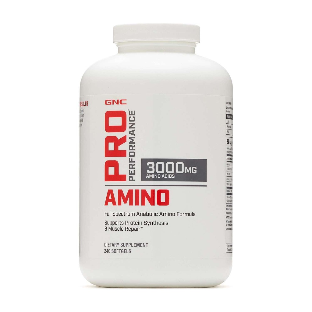 GNC Pro Performansı Amino 3000 mg, 240 Softgels, Protein Synthesis ve Kas Onarımı