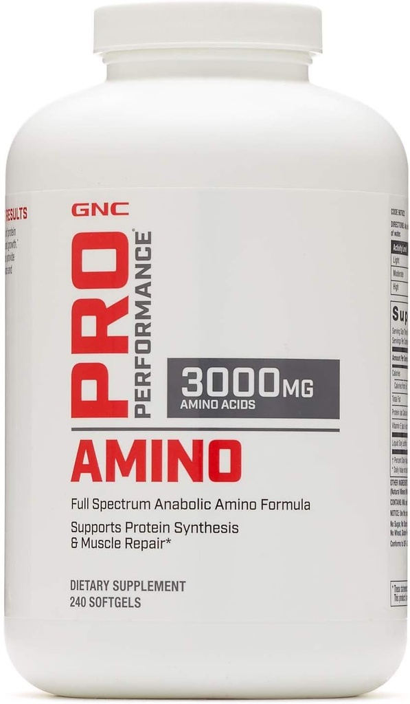 GNC Pro Performansı Amino 3000 mg, 240 Softgels, Protein Synthesis ve Kas Onarımı