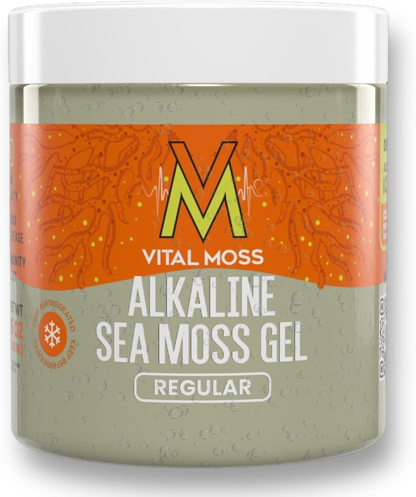 VitalMosss St Lucia Sea Moss Gel Düzenli, Wildcrafted alkaline Sea Moss, Minerals Vitaminleri ve Antioksiler, Tiroid ve Immune Support Supplement, Raw, Unflavored ve Vegan Dostu, 16oz
