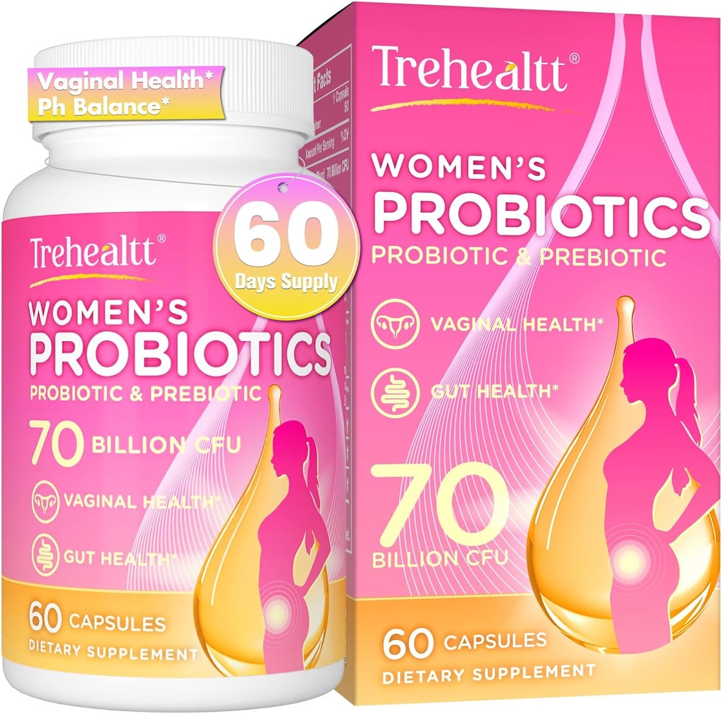 70 Milyar CFUs Vaginal Probiyotikler, Probiyotik & Prebiyotik & D-Mannose, Women Probiyotikos for Odor & Flora, Yeast, vag, Urinary Health, GMO-Free, 60 Days Supply