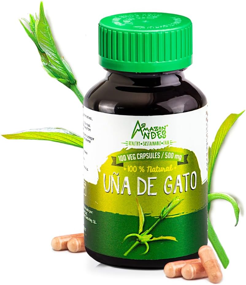 Cat's Claw (Uncaria Tormentosa) Capsules l 1000 mg per Service superfood l Joints, Immune and Cardiovascular Systems Supporter l Vegan Pills l Sustainable sourced l Uña de Gato l Andes Andes