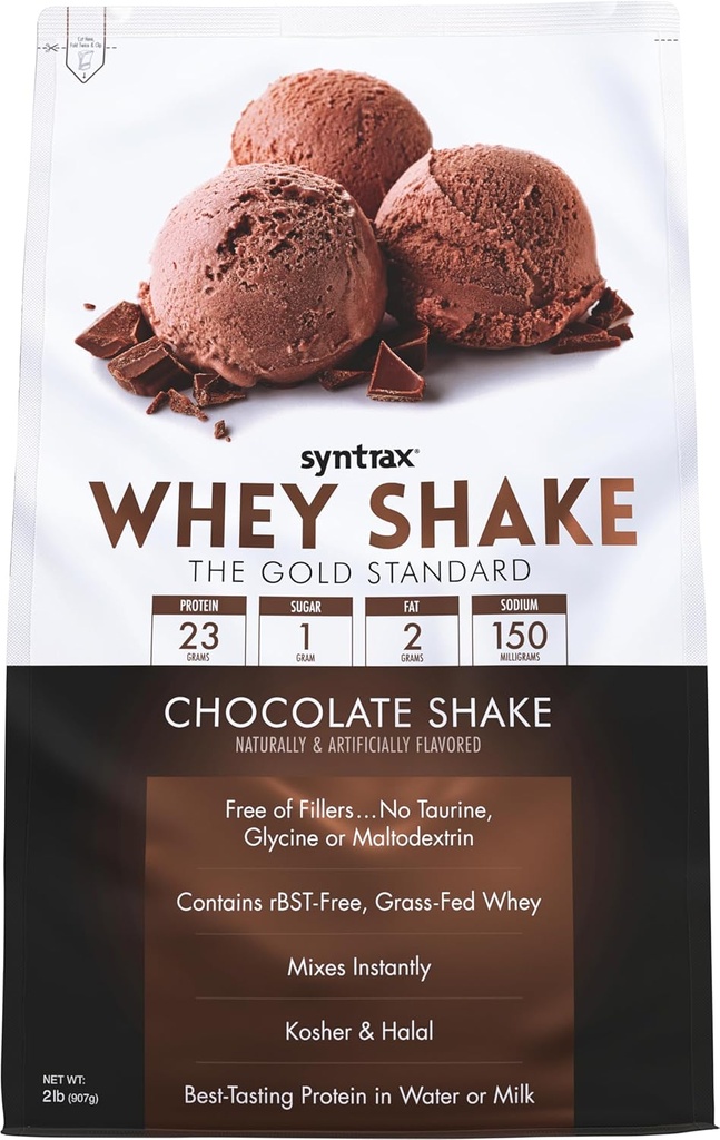 Syntrax Nutrition Whey Shake, Cold Filtered & Undenatured Whey Protein Powder Blend, Chocolate Shake, 2 lbs