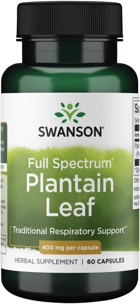 Swanson Full Spectrum Plantain (Leaf) Plantago Major 400 Milligram 60 Capsules