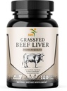 Grass Fed Desiccated Beef Liver Capsules (120 Pills, 480-500 mg Her) - Doğal Demir, A, B12 for Energy - Humanely Pasture Hormonlar veya Kimyasallar veya Kimyasallar olmadan Undefated