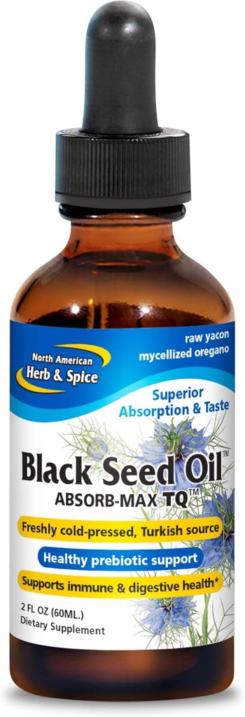 NORTH AMERICAN HERB & SPICE Black Seed Oil Absorb-Max TQ - 2 fl. oz. - Sublingual Mycellized Drops - Immune Support & Digestive Health - Oil of Oregano - Non-GMO - 52 Toplam Hizmetler