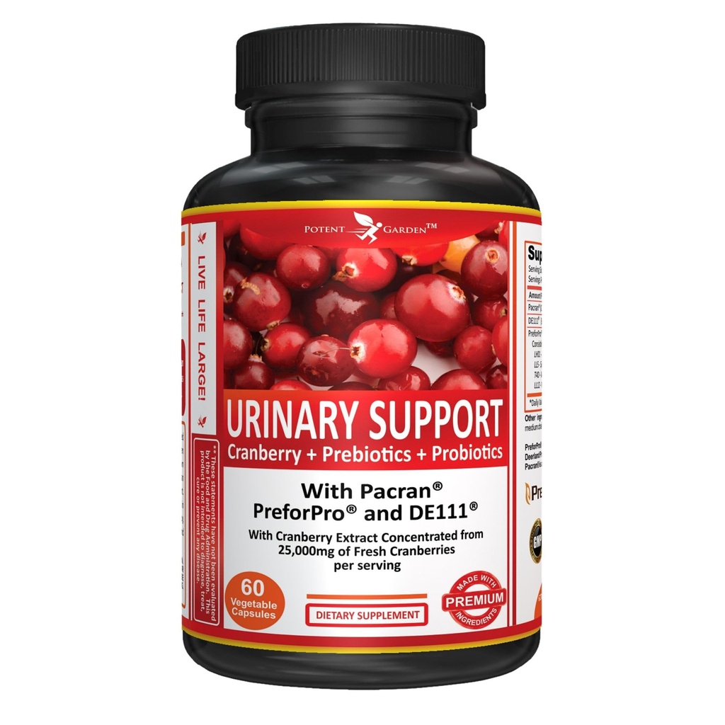 Potent Garden Urinary Support Womens Probiyotik for Urinary Tract Health for Women, Cranberry Capsules 5 Milyar CFUs Cranberry Extract, Prebiyotiks and Probiyotiks for Women, 60 Caps, 30 Services