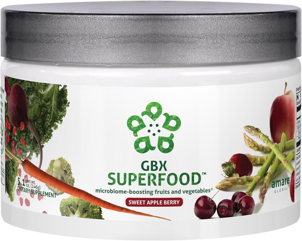 GBX SuperFoodTM Microbiome-Boosting Φρούτα και Λαχανικά, Γλυκό μούρο μήλου, 15 εξυπηρετούν