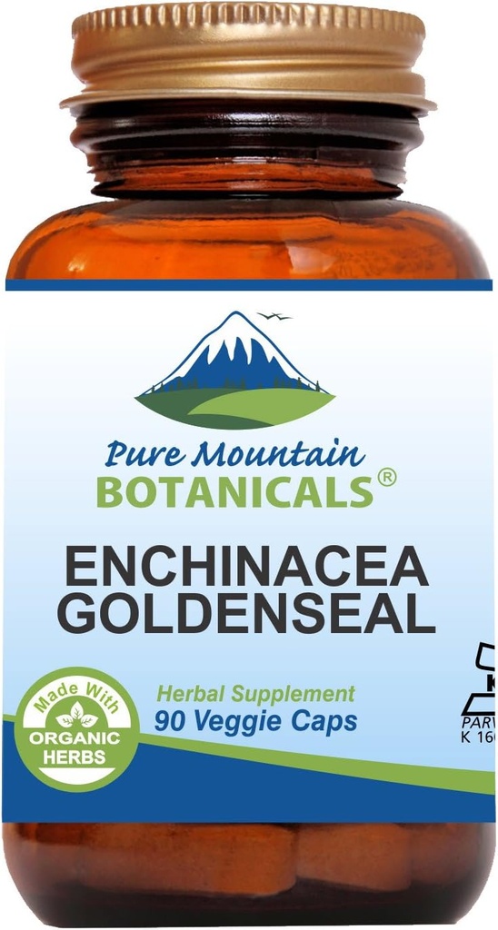 Echinacea Goldenseal Capsules - Kosher Vegan Caps with 450 mg Organik Echinacea Goldenseal Kompleksi