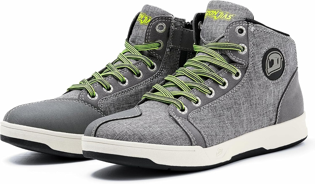 IRON JIA'S παπούτσια μοτοσικλέτας για τους άνδρες, αναπνευστική αντιολισθητική προστατευτικό εργαλείο, Powersport Casual μπότες μοτοσικλέτας ιππασίας (Grey 8)