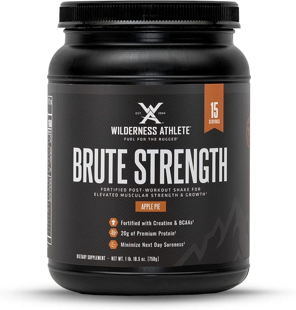 Wilderness Athlete - Brute Strength BCAA Post Workout | BCAA Tinatine Workout Toz - Premium Post Workout Recovery Drink | 15 Hizmet Tub (Apple Pie)