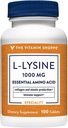 Το Vitamin Shoppe L-Lysine 1.000MG, Essential Amino Acid, Lip Care Supplement, υποστηρίζει Collagen & Elastin Production, Once Daily (100 Tablets)