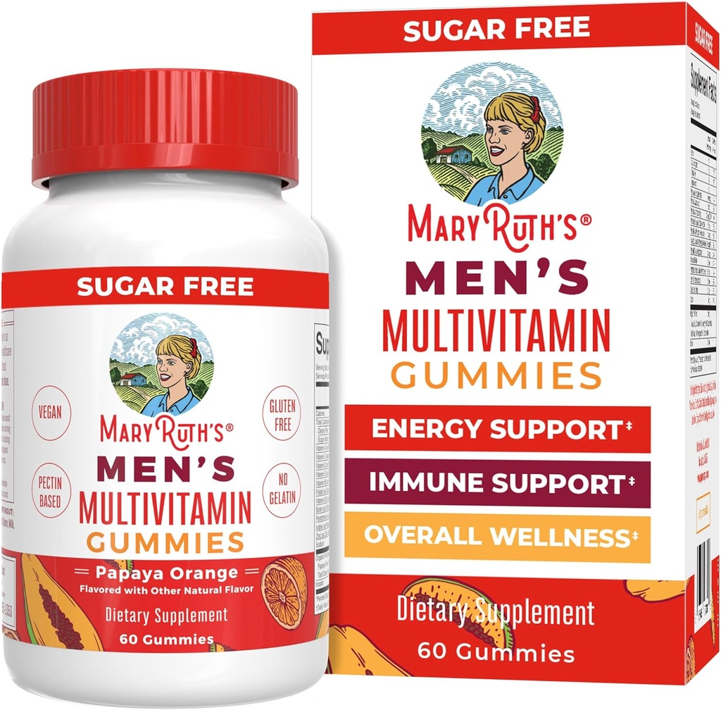 MaryRuth Organics Men's Multivitamin Gummies | Vegan Vitaminleri Immune Support | Non-GMO & Gluten Free | 0g Sugar Per | 60 Count Count