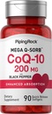 Piping Rock CoQ10 200 mg Softgels | 90 Kont | Kadınlar ve Erkekler için Tamam | Black Pepper Extract | Non-GMO, Gluten Free