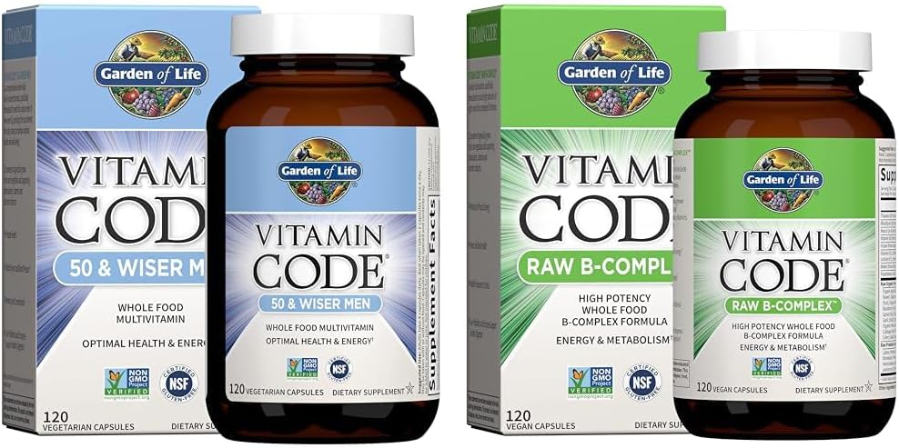 Life Men's 50+ Multivitamin ve B Kompleks Vitamin Raw Whole Food 120 Capsule Supplement