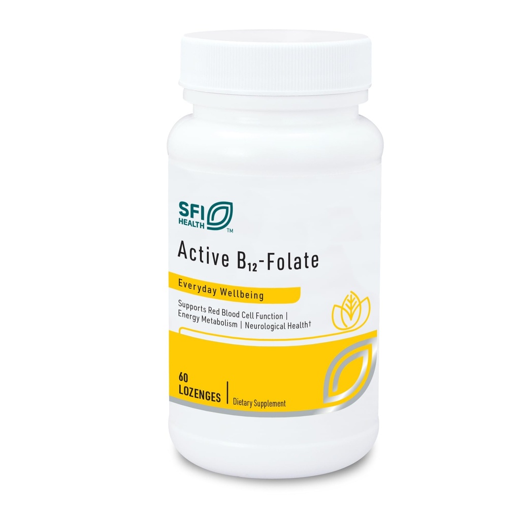 Klaire Labs SFI Health Active B12 - Folate Supplement - Dissolvable Lozenge with Metil Folate & Vitamin B12 Mecobalamin - Yüksek derecede Absorbable - Sağlıklı Mood, Energy & Cognition (60 Kont)