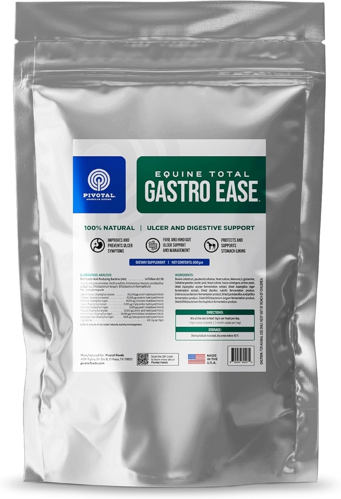 Equine Total Gastro Ease – Tüm Doğal Ulcer & Digestive Supplement for Horses Concing Bovine Colostrum - Ulcer Formation - Calming Supplement -% 100 Natural - Made in USA