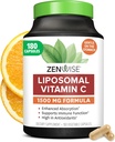 Zenwise Health Geliştirilmiş Abpole Liposomal Vitamin C Supplement - 1500 mg Liposomal VIT C for Immune Support, Antioksi & Natural Energy Boost - Organik & Gluten Free - Unflavored, 180 Capsules
